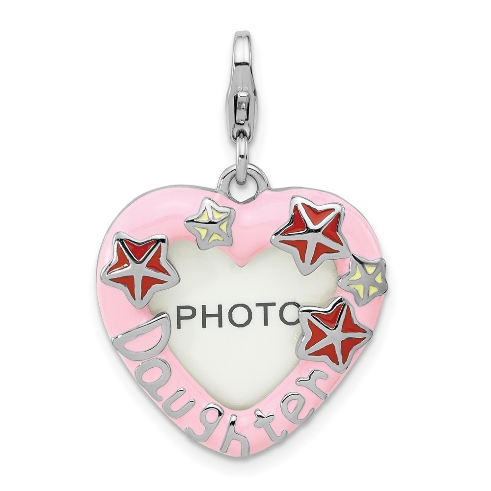 Ss Amore La Vita Rh-Pl Enamel Daughter Heart Picture Frame Charm